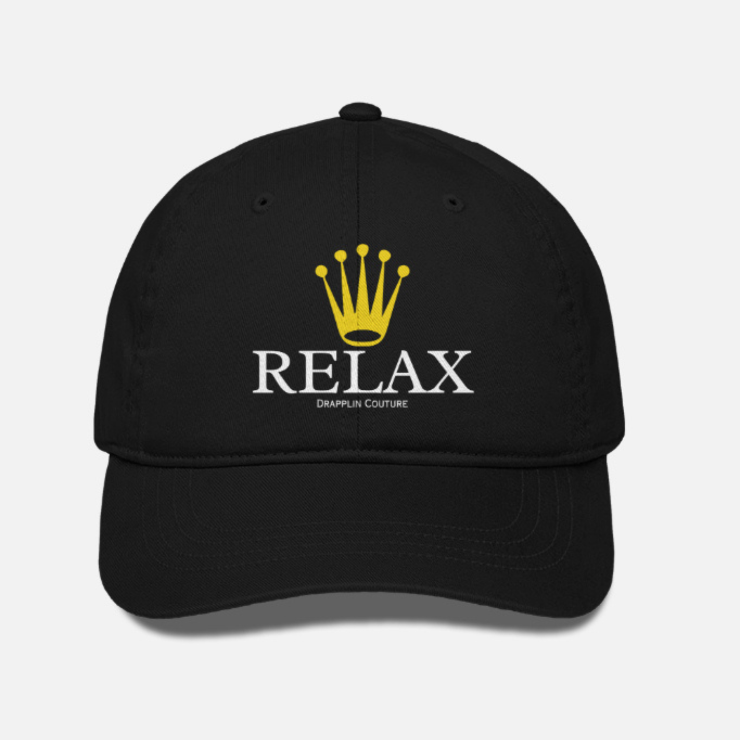 Unisex Black Relax Premium Embroidered Baseball Cap