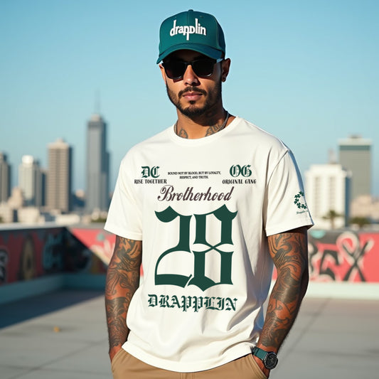 Brotherhood Unisex Off White Premium Oversized Printed T-shirt