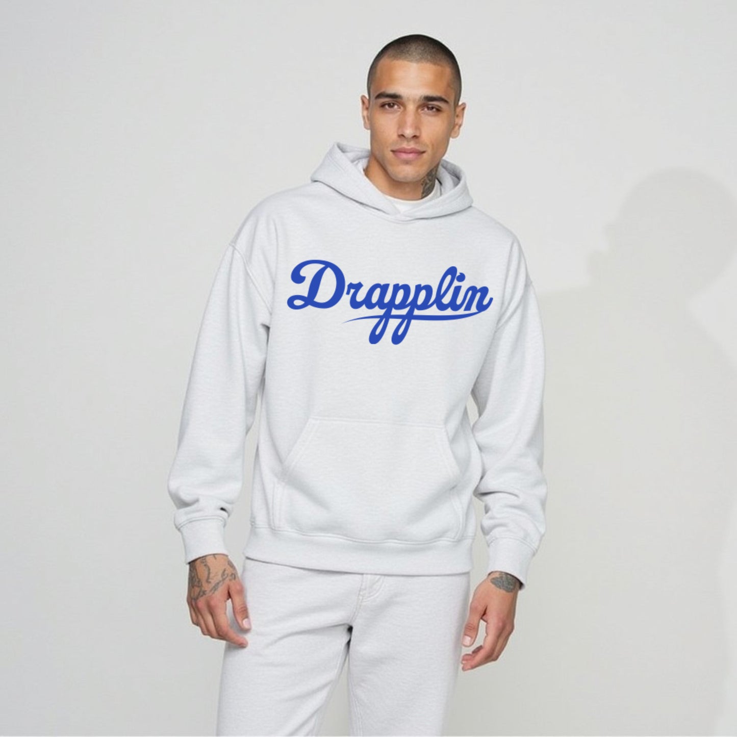 Drapplin Unisex Oversized White Typography Printed Hoodie