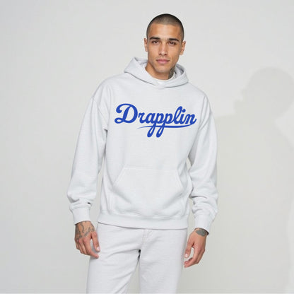Drapplin Unisex Oversized White Typography Printed Hoodie