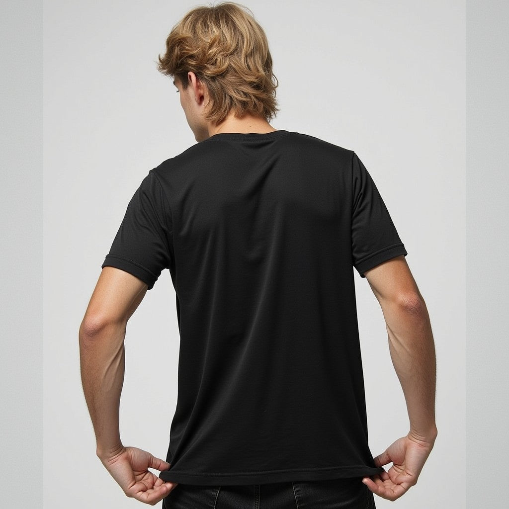 Stay Calm Regular Black Crew Neck Printed T-shirt