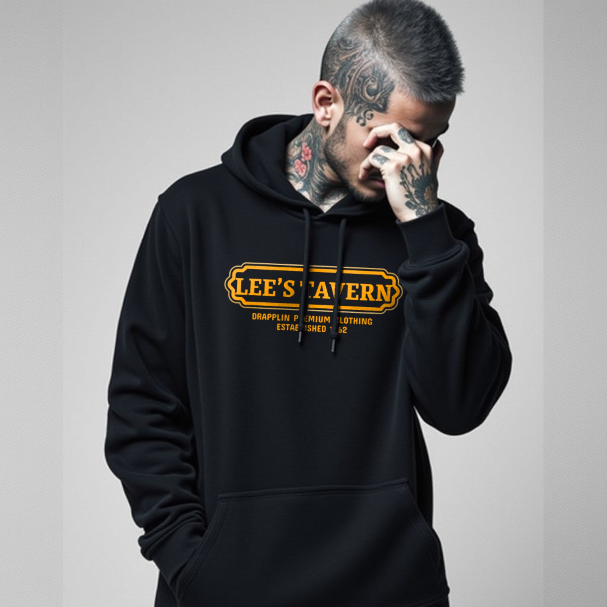 Tavern Unisex Regular Fit Black Printed Hoodie