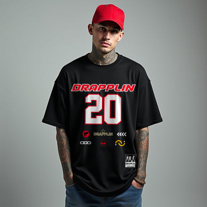 Drapplin Core Series: Heavyweight GSM Unisex Oversized Black Graphic T-shirt