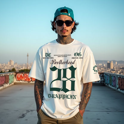 Brotherhood Unisex Off White Premium Oversized Printed T-shirt