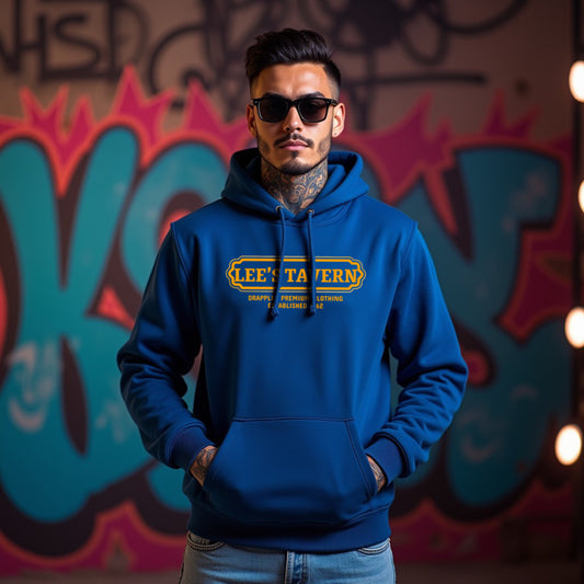 Tavern Unisex Regular Fit Royal Blue Printed Hoodie