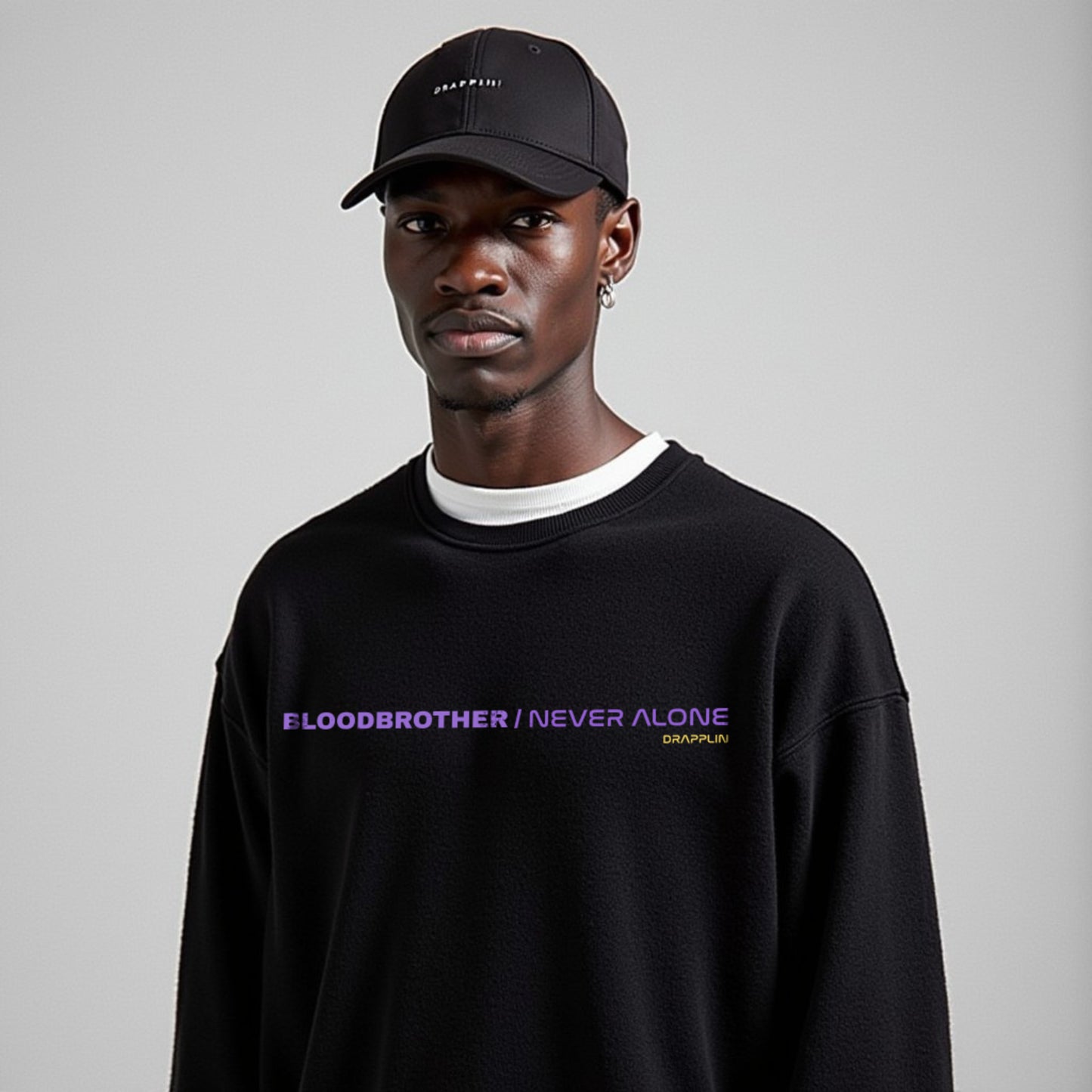 Bloodbrother Black Premium Oversized Printed Sweatshirt