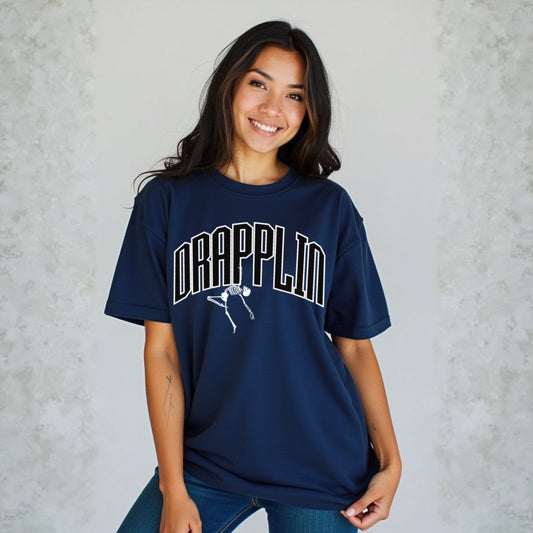 Drapplin Dance Navy Blue Oversized Printed T-shirt