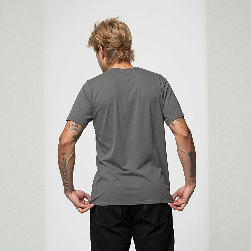 Stay Calm Regular Smokestone Crew Neck Printed T-shirt