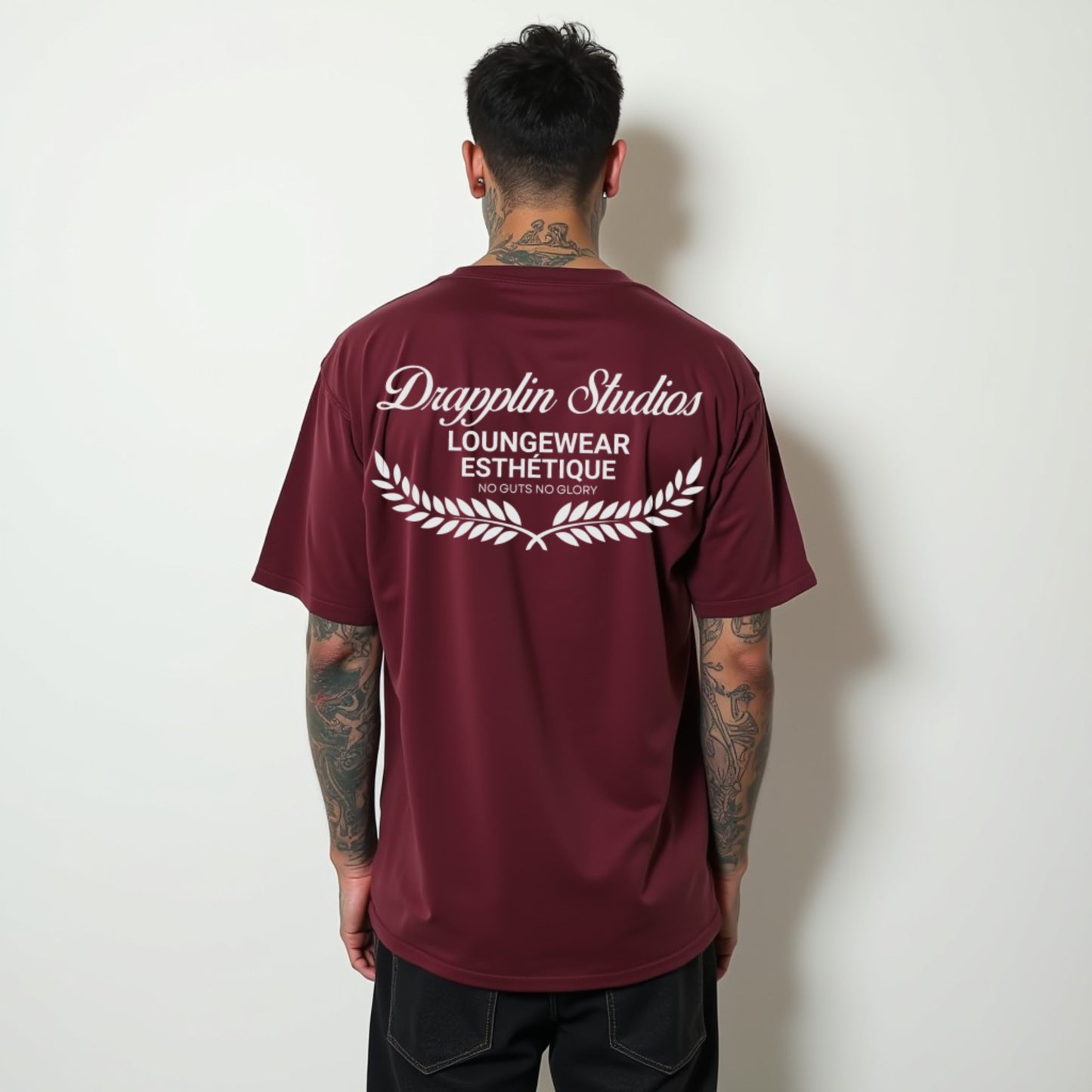Drapplin Loungewear 280 GSM Unisex Oversized Maroon Printed T-shirt