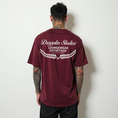 Drapplin Loungewear 280 GSM Unisex Oversized Maroon Printed T-shirt