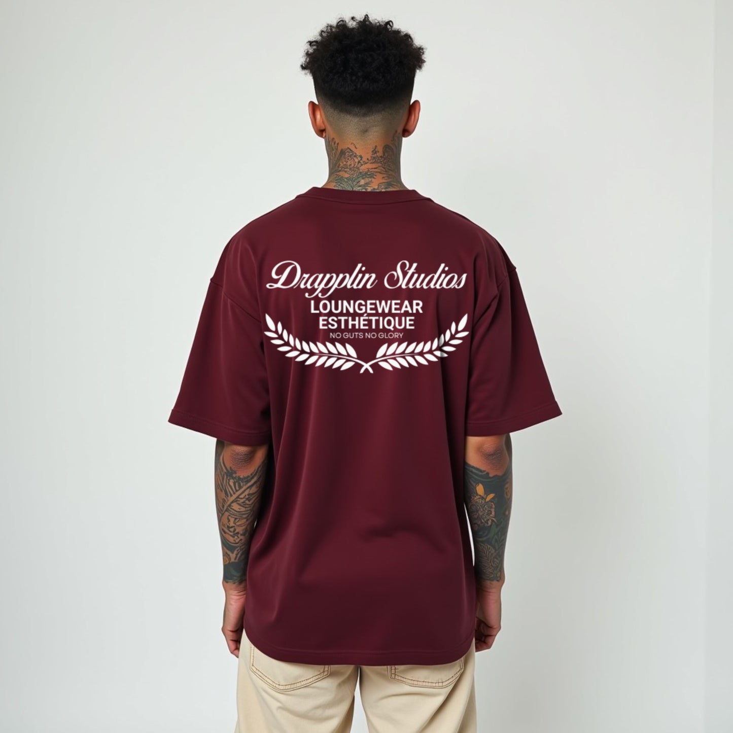 Drapplin Loungewear 280 GSM Unisex Oversized Maroon Printed T-shirt