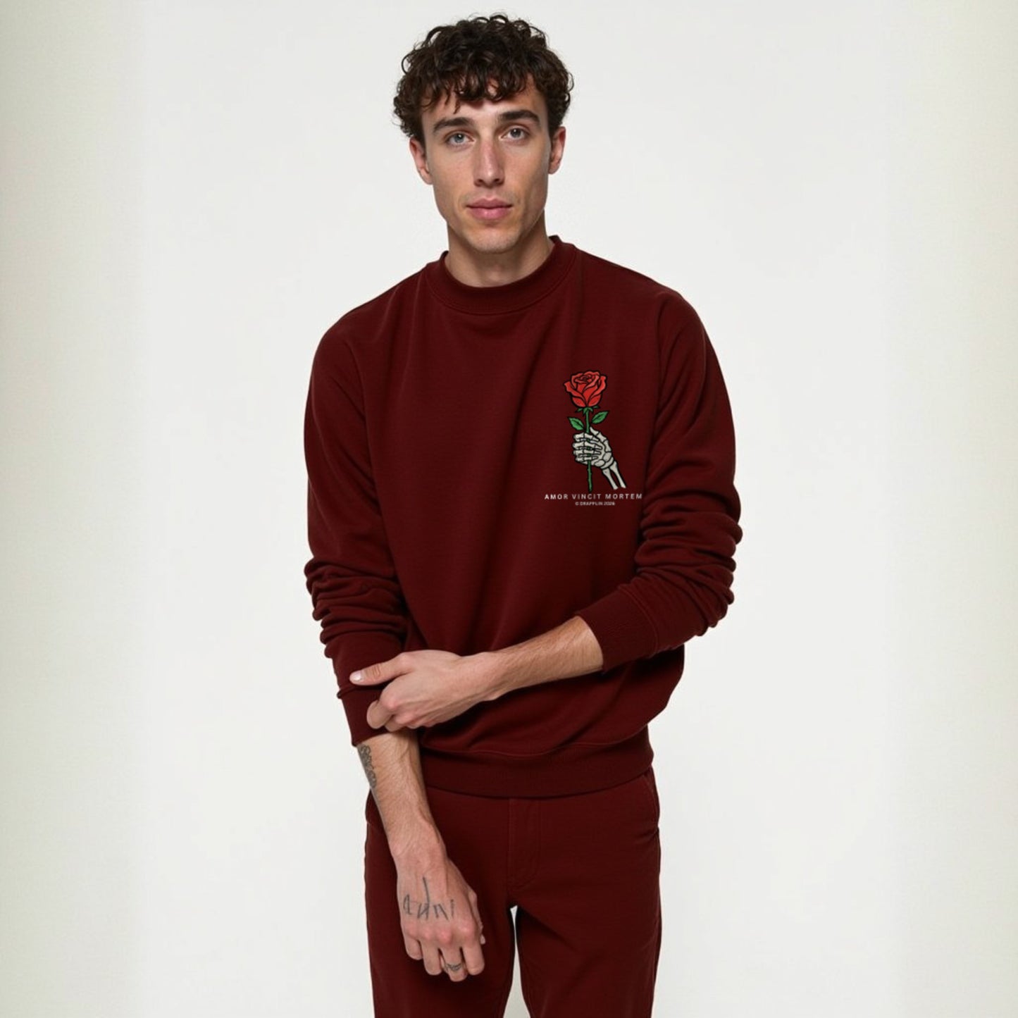 Amor Maroon Unisex Premium Regular Printed Sweatshirt