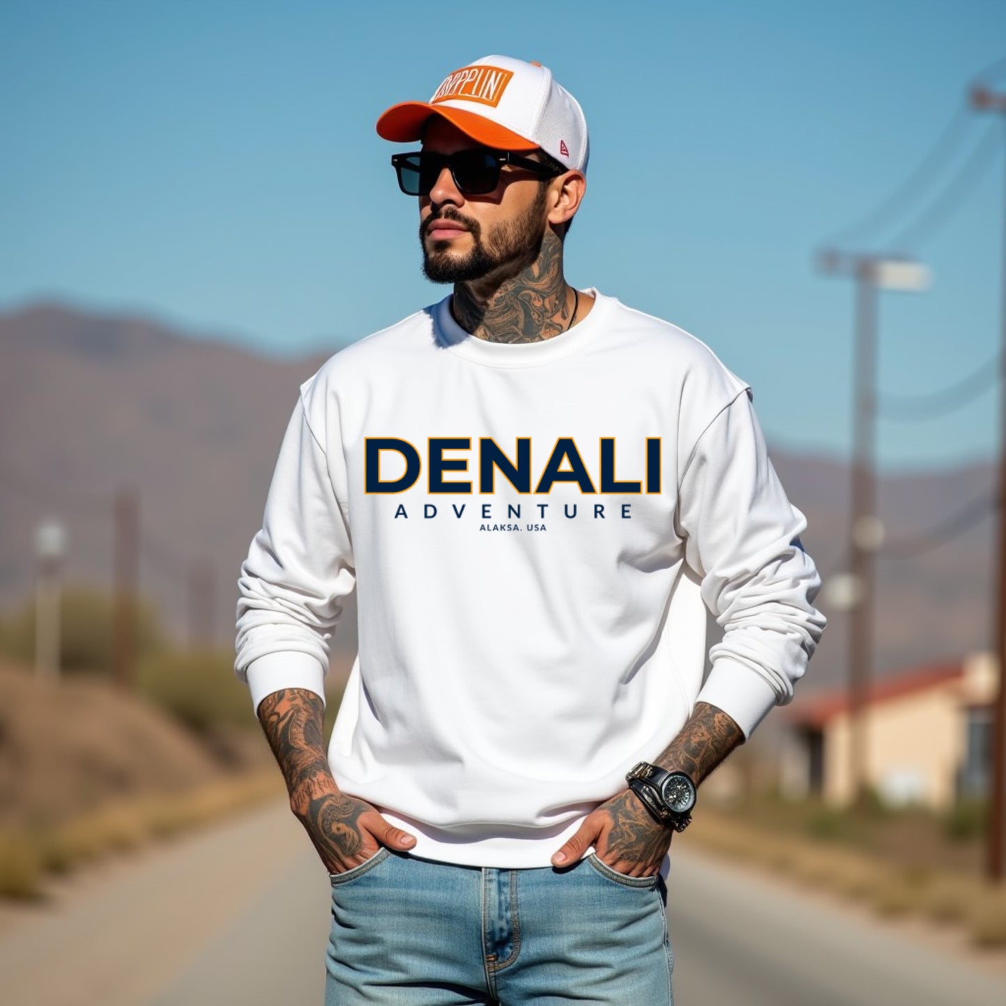 Denali White Unisex Regular Printed Sweatshirt