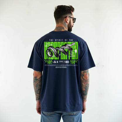 Undefeated Premium Navy Blue Oversized Typography Back Printed T-shirt