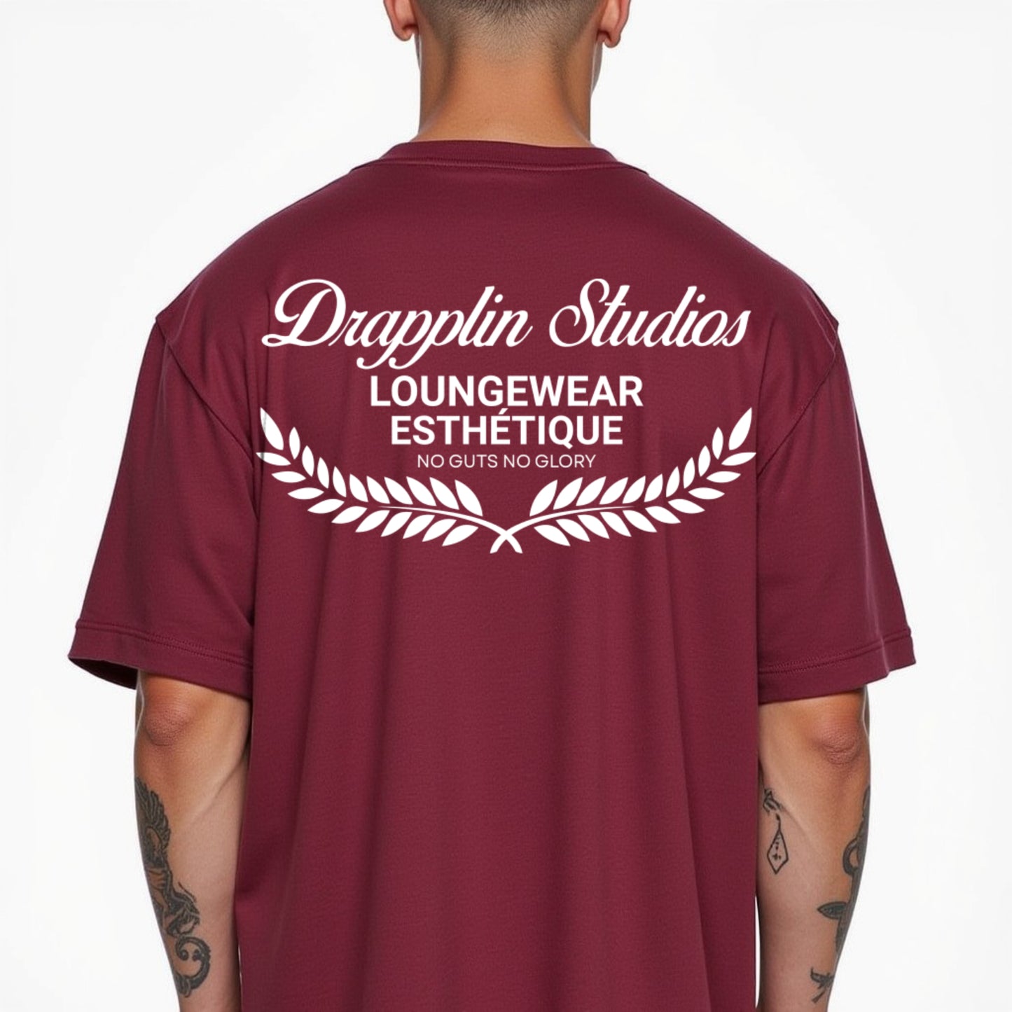Drapplin Loungewear 280 GSM Unisex Oversized Maroon Printed T-shirt