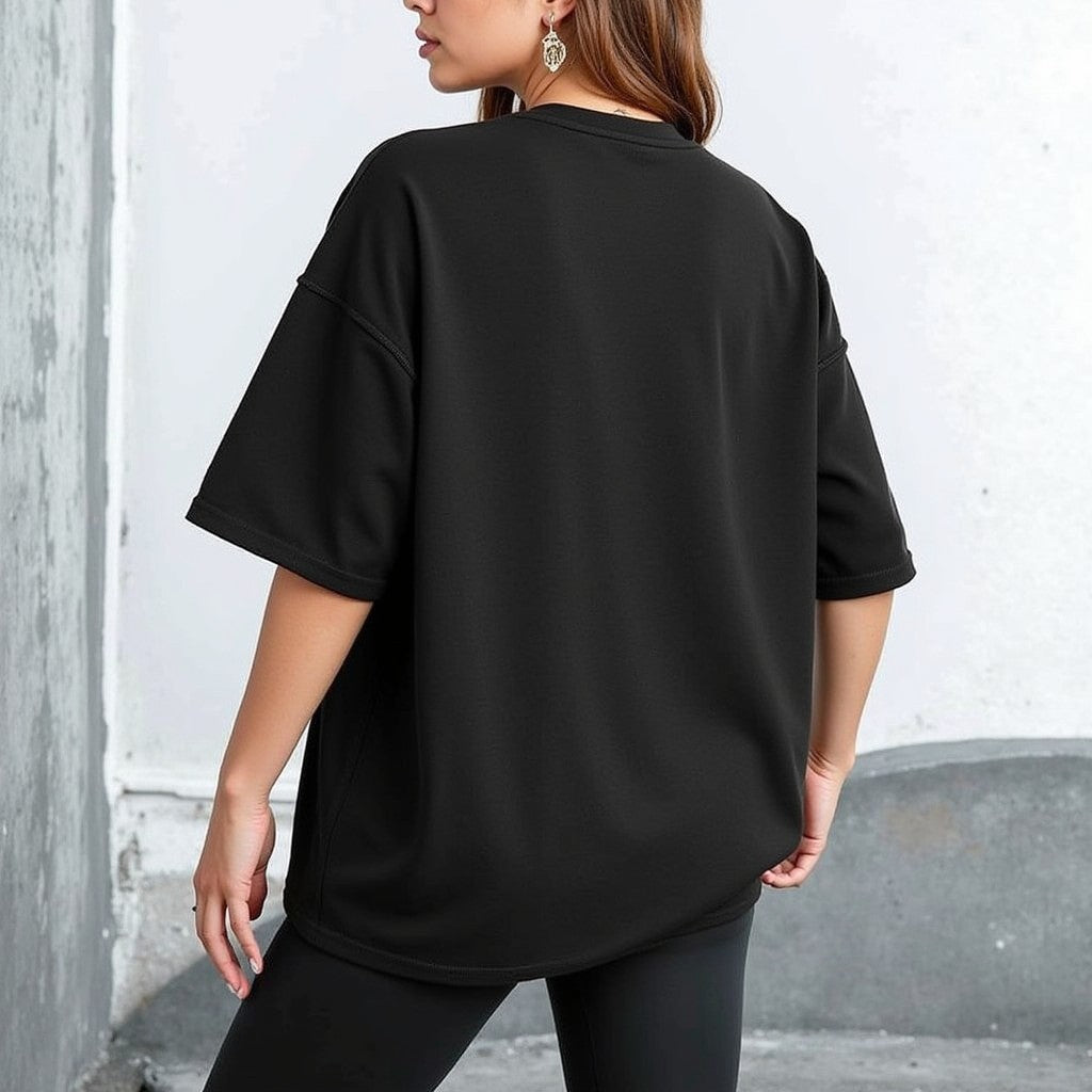 Drapplin Dance Black Oversized Printed T-shirt