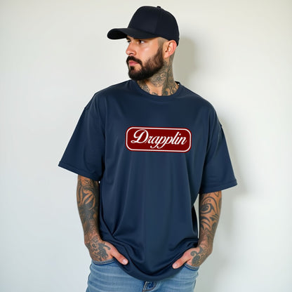 Drapplin Unisex Navy Blue Premium Oversized Printed T-shirt