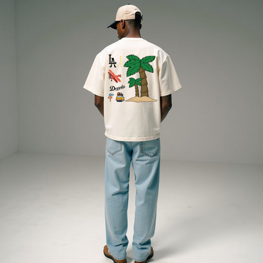 Travel White Premium Oversized Back Printed T-shirt