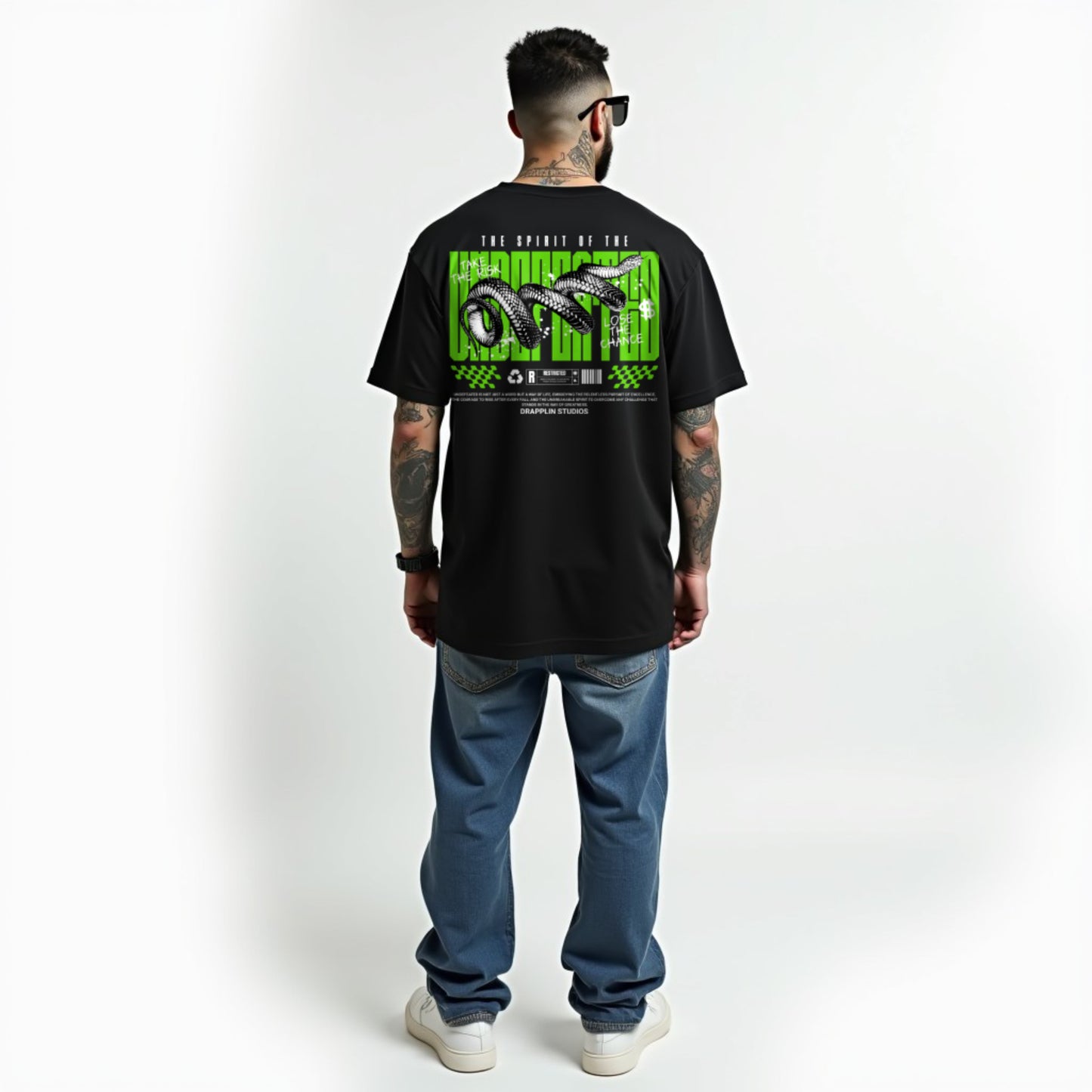 Undefeated Premium Black Oversized Typography Back Printed T-shirt