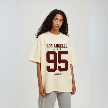 Los Angles Varsity Off White Oversized Printed T-shirt
