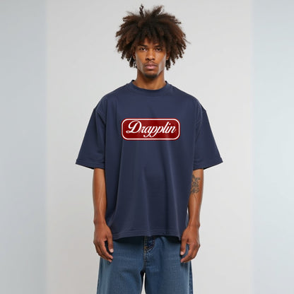 Drapplin Unisex Navy Blue Premium Oversized Printed T-shirt