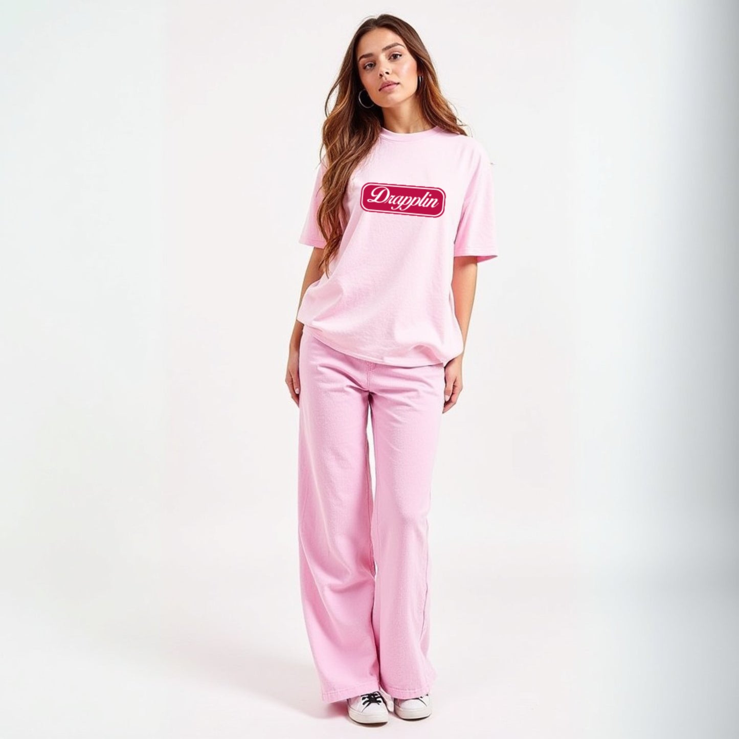 Drapplin Unisex Baby Pink Premium Oversized Printed T-shirt