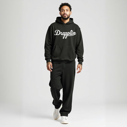 Drapplin Unisex Oversized Black Typography Printed Hoodie