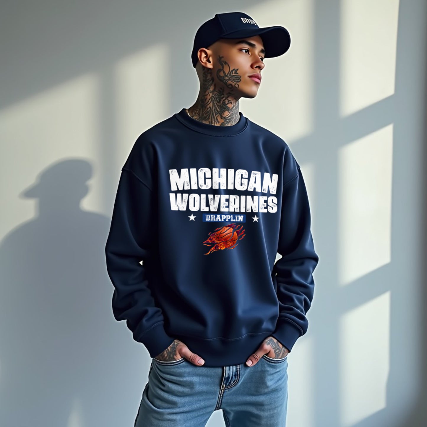Michigan Unisex Navy Blue Premium Oversized Sweatshirt