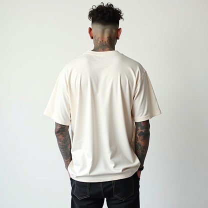 Drapplin Unisex Off White Premium Oversized Printed T-shirt
