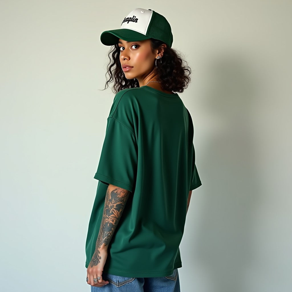 Drapplin Dance Bottle Green Oversized Printed T-shirt