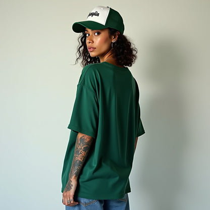 Drapplin Dance Bottle Green Oversized Printed T-shirt