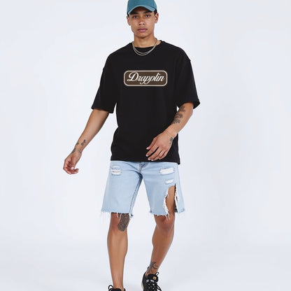 Drapplin Unisex Black Premium Oversized Printed T-shirt