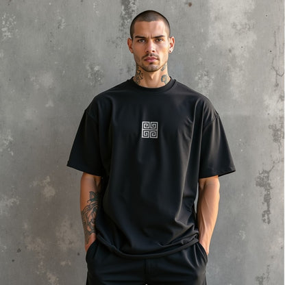 Drapplin Loungewear 280 GSM Unisex Oversized Black Printed T-shirt