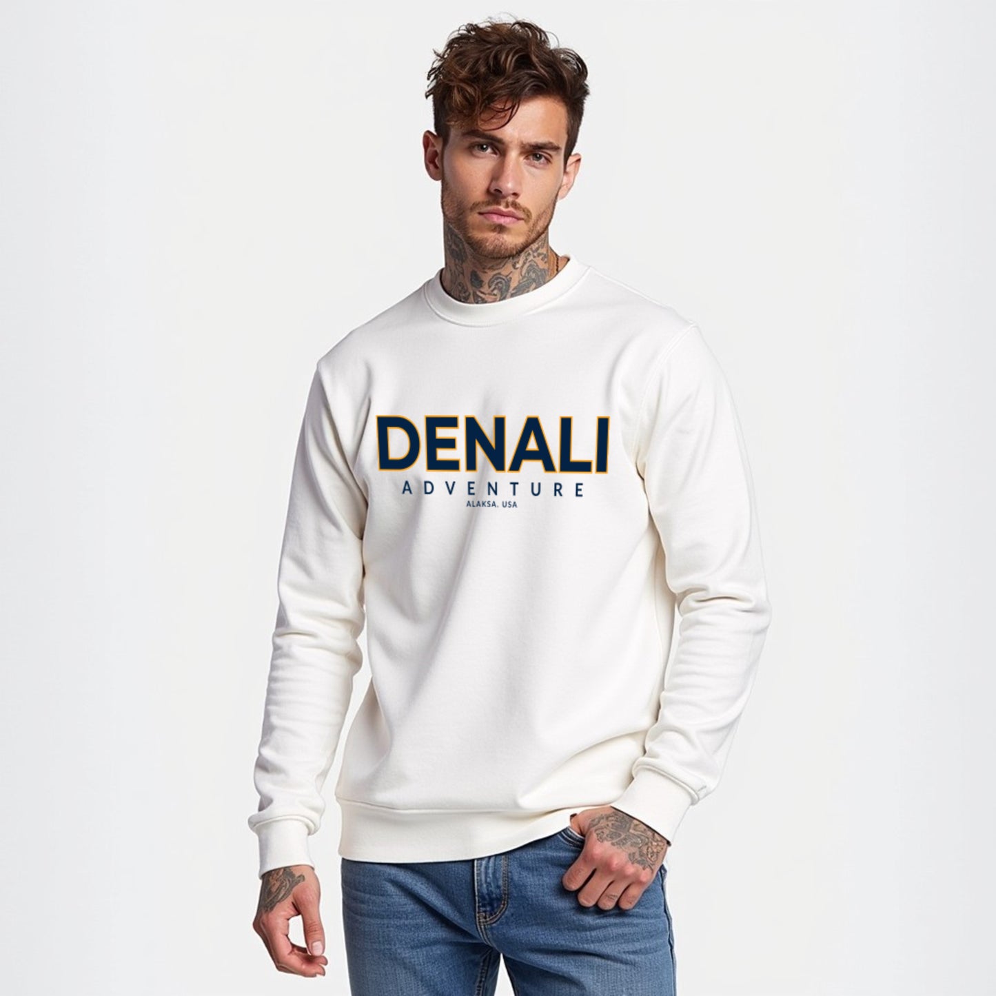 Denali White Unisex Regular Printed Sweatshirt