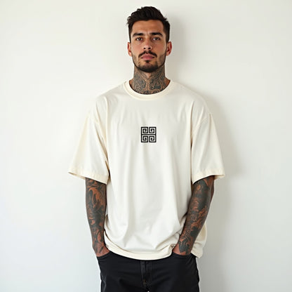 Drapplin Loungewear 280 GSM Unisex Oversized Off White Printed T-shirt