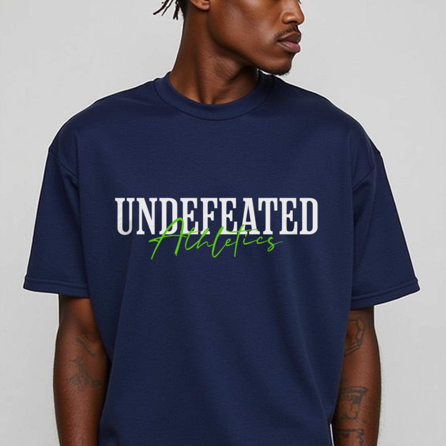 Undefeated Premium Navy Blue Oversized Typography Back Printed T-shirt