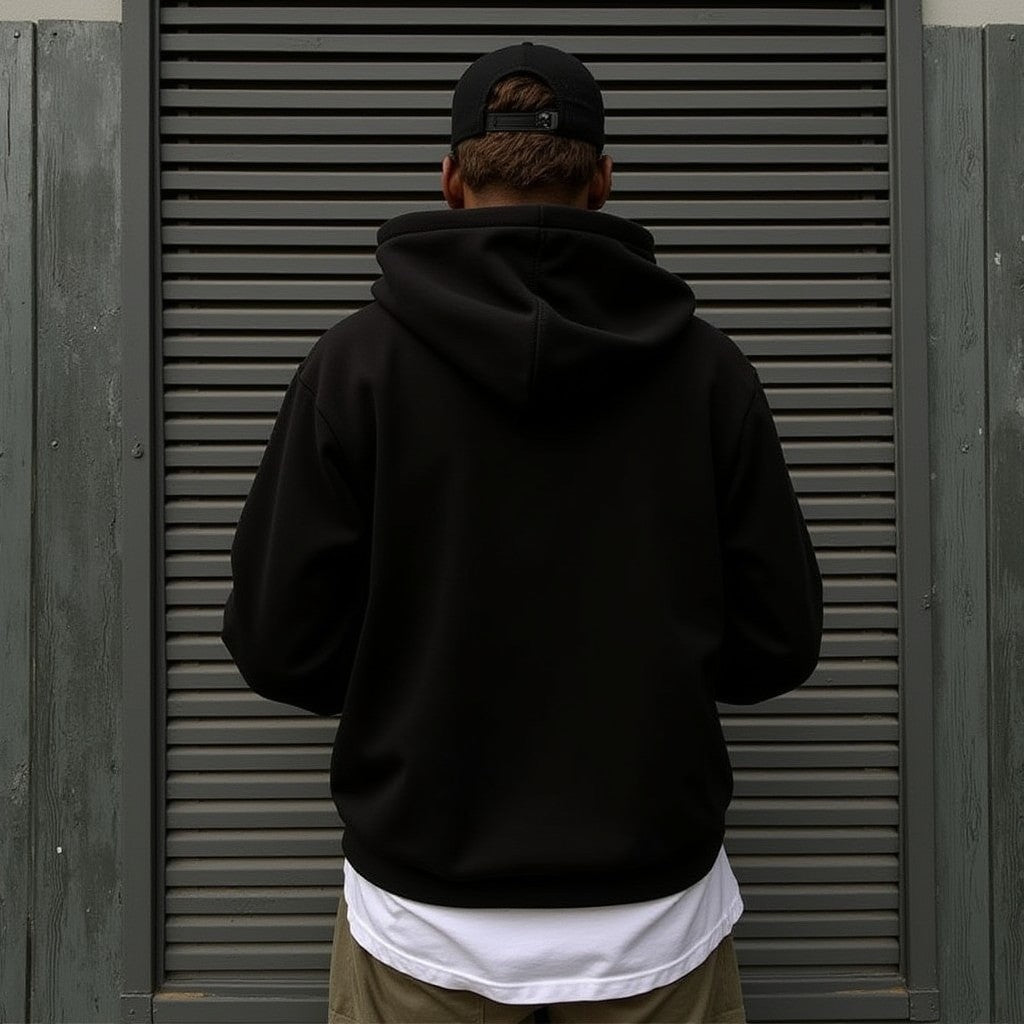 Drapplin Unisex Oversized Black Typography Printed Hoodie