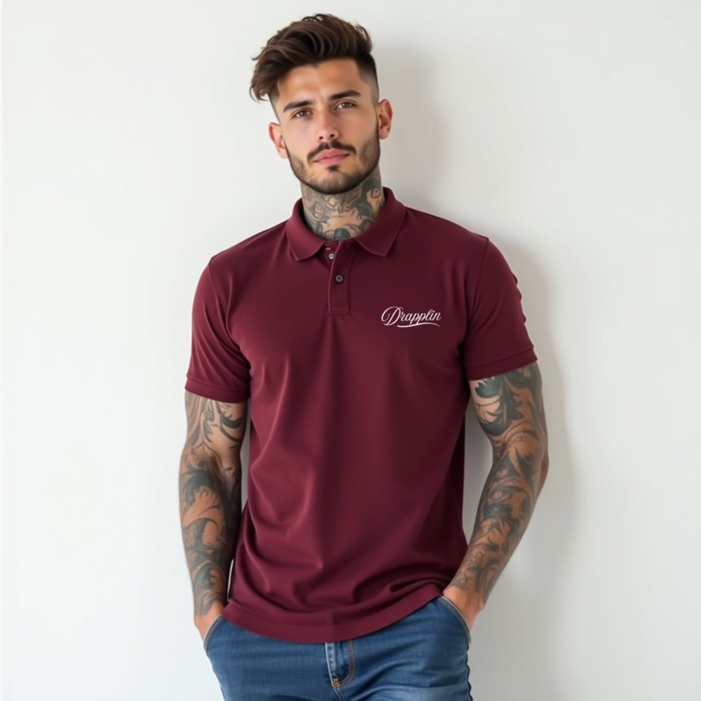 Drapplin Maroon Premium Polo Collar T-shirt