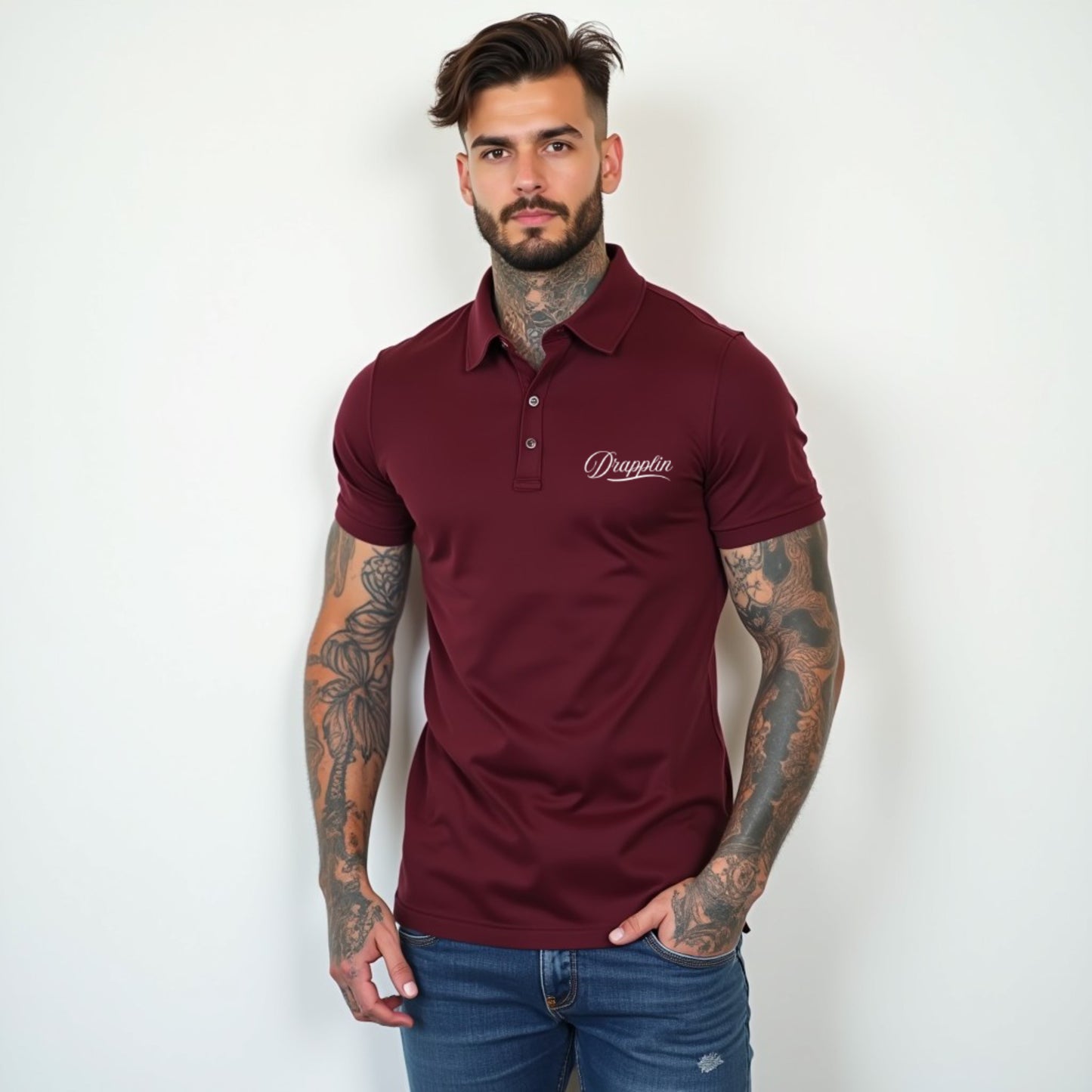 Drapplin Maroon Premium Polo Collar T-shirt