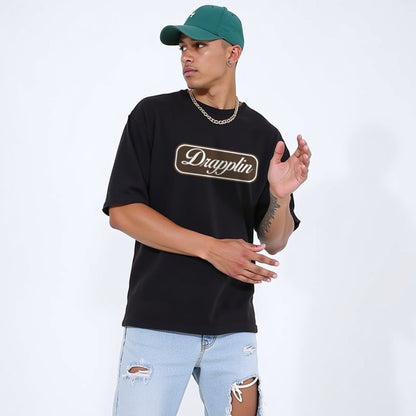 Drapplin Unisex Black Premium Oversized Printed T-shirt