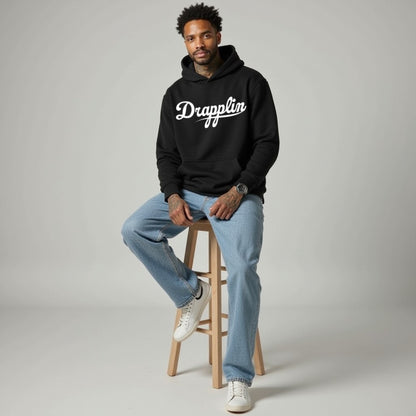 Drapplin Unisex Oversized Black Typography Printed Hoodie