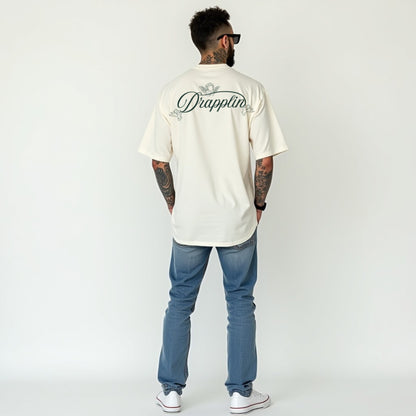 Drapplin Love Unisex Off White Premium Oversized Printed T-shirt