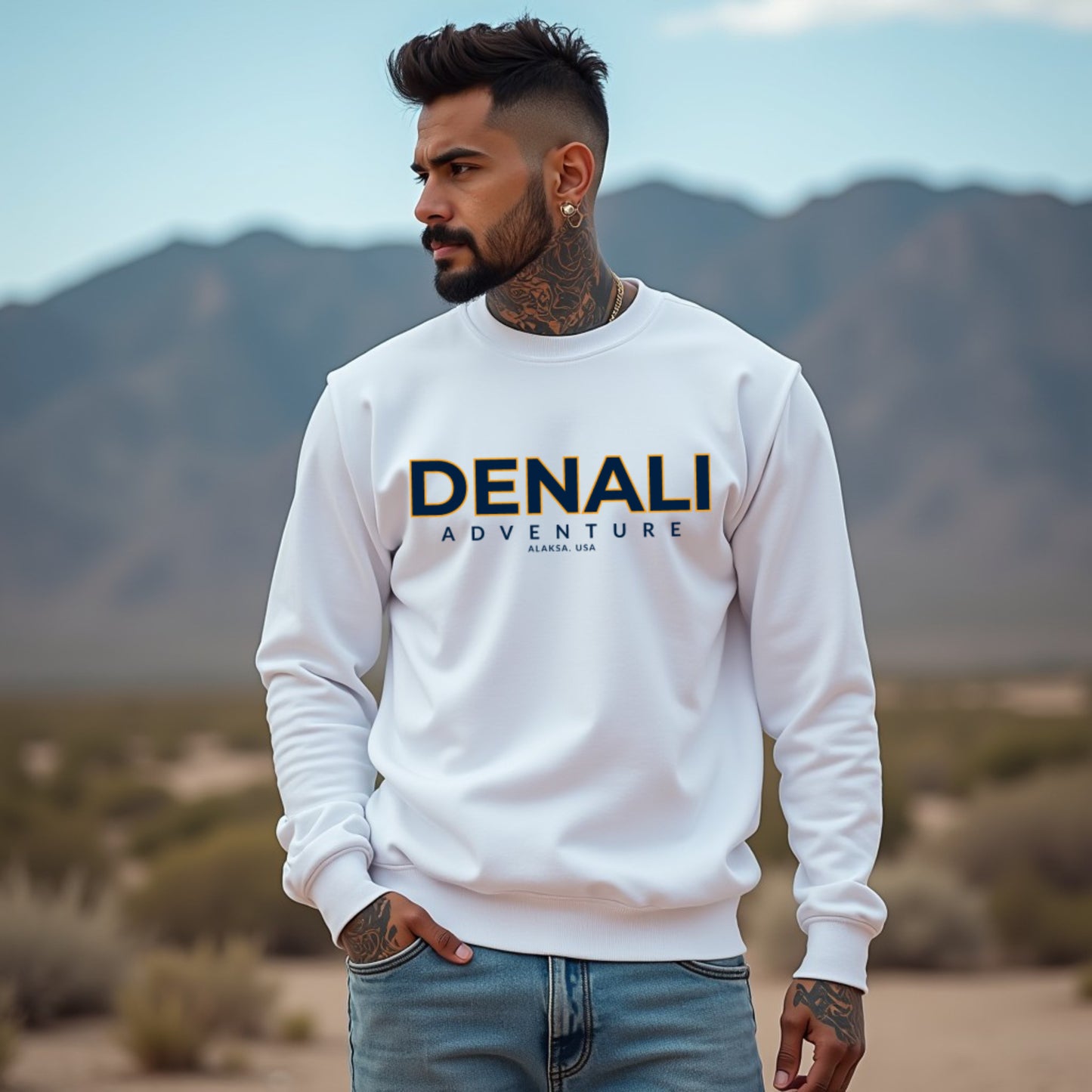Denali White Unisex Regular Printed Sweatshirt