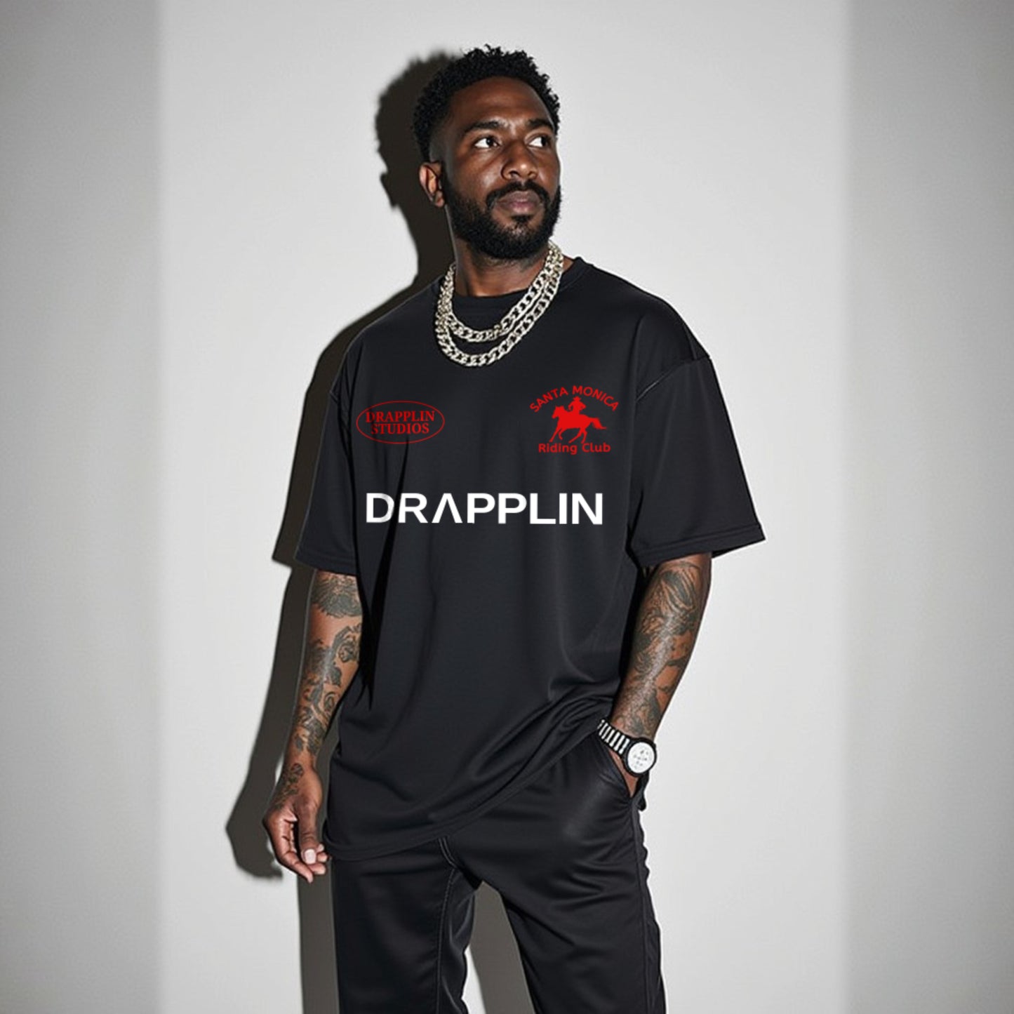 Santa Monica Black Premium Oversized T-shirt