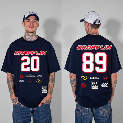 Drapplin Core Series: Heavyweight GSM Unisex Oversized Navy Blue Graphic T-shirt