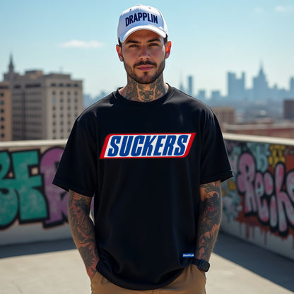 Suckers Premium Heavy Thread Black Oversized Printed T-shirt