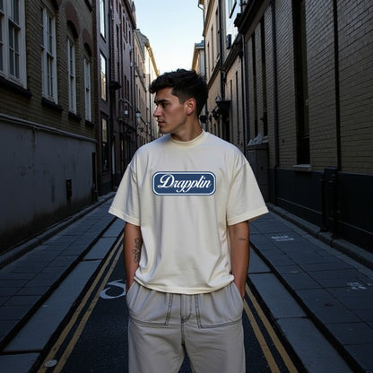 Drapplin Unisex Off White Premium Oversized Printed T-shirt