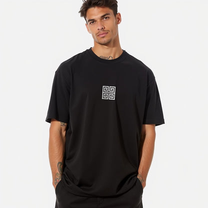 Drapplin Loungewear 280 GSM Unisex Oversized Black Printed T-shirt