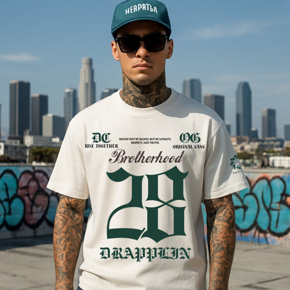 Brotherhood Unisex Off White Premium Oversized Printed T-shirt