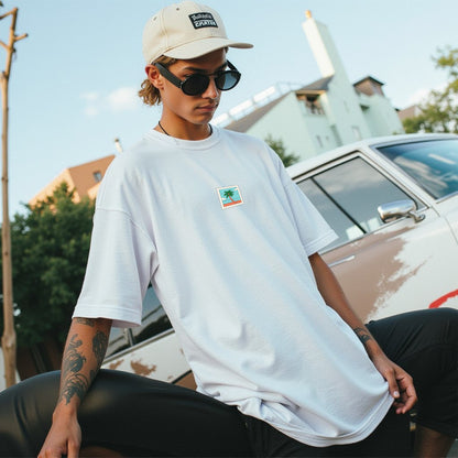 Travel White Premium Oversized Back Printed T-shirt